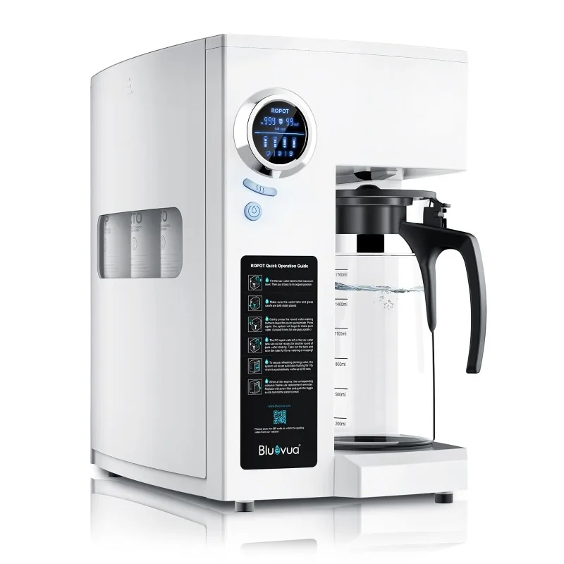 Reverse Osmosis System Countertop Water Filter -Purification with Remineralization, Counter Filtration, Portable Water Purifier