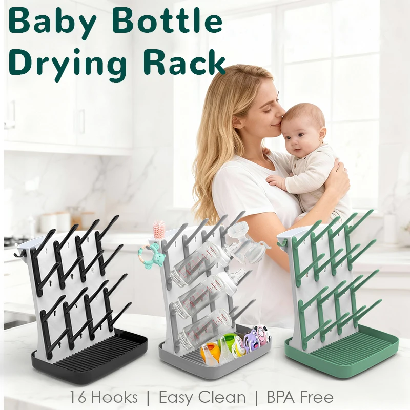Baby Bottle Drying Rack, Baby Bottle Rack - Space saving vertical drying rack for cleaning bottles and pump components