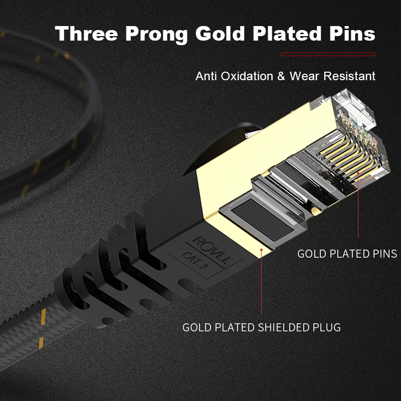ROVLL Cat7 STP الإنترنت كابل التصحيح المسطح 10Gbps 30AWG كابل إيثرنت ل LAN الكمبيوتر راوتر مودم الكمبيوتر PS4 كابل التصحيح #6
