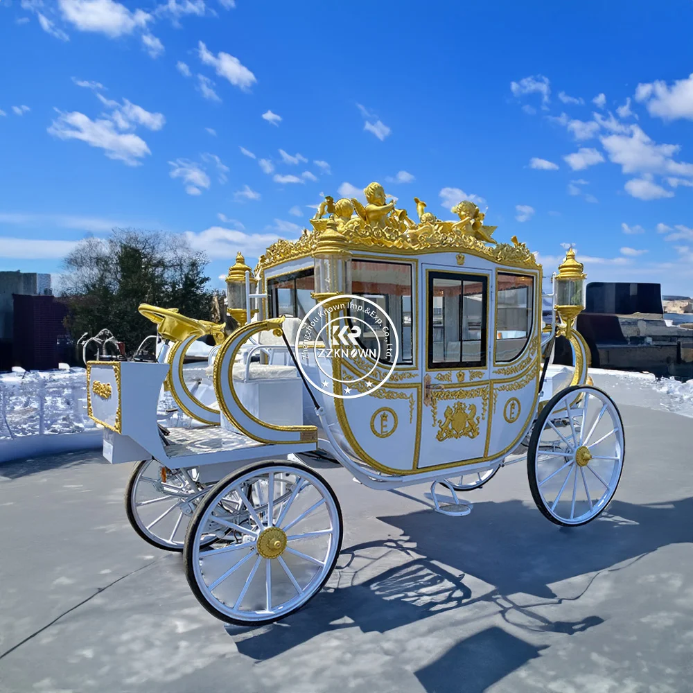 Customize High Quality  Horse Drawn Power Wheels Cinderella  Wedding Crystal Horse Buggy Carriage