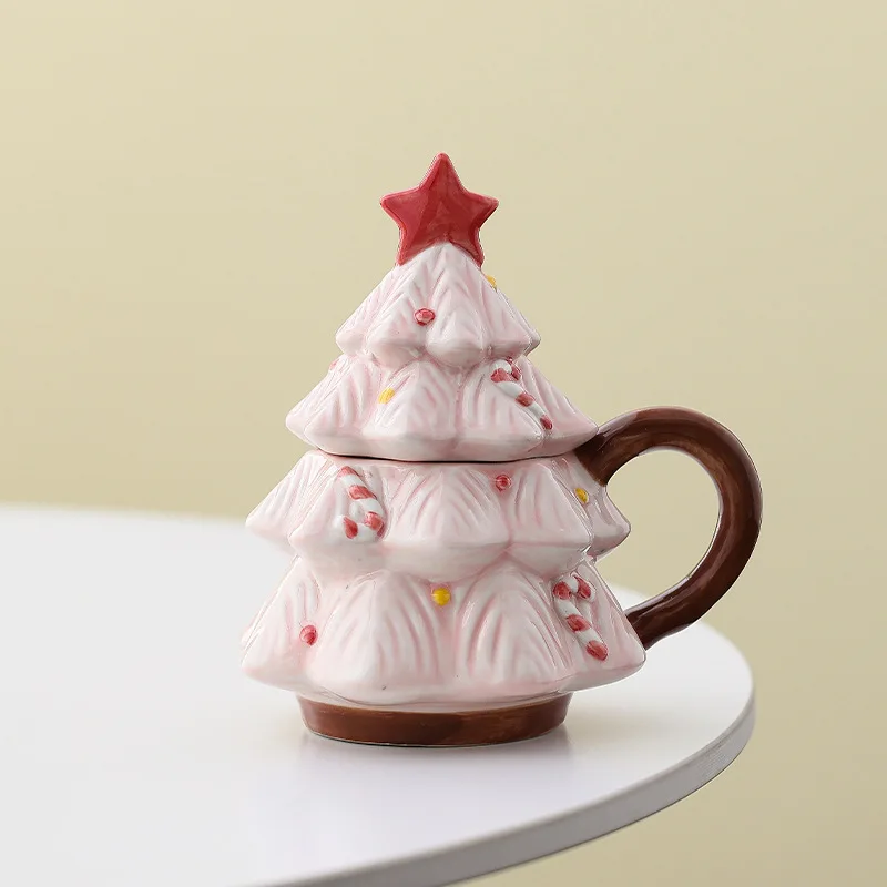 Tasse à eau en céramique en forme de sapin de Noël, cadeau créatif pour enfants, petite tasse créative pour filles, cadeau pour la Saint-Valentin