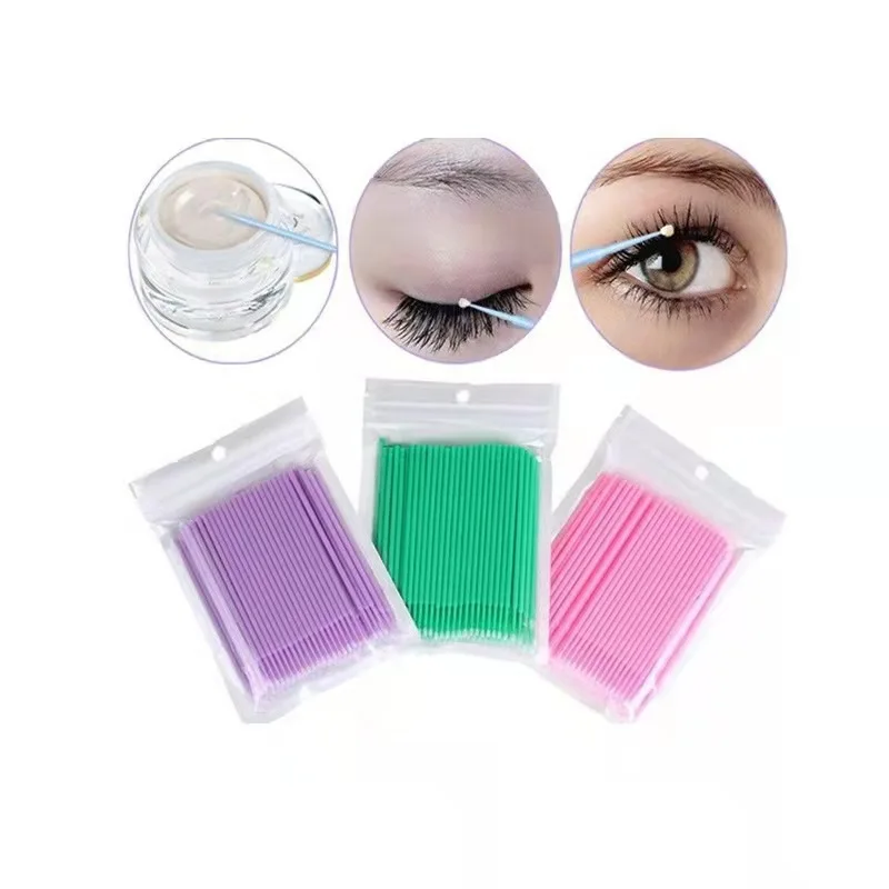 100PCS Disposable Eyelash Extension Cleaning Swabs Lash Lift Glue Remover Applicators Sticks Makeup Micro Brushes Tools