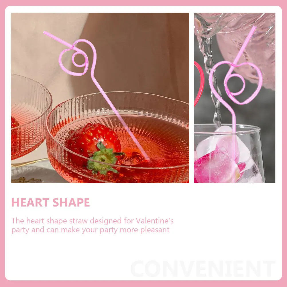 

25pcs Love Straw Reusable Heart Shape Drinking Straws for Valentine's Party Wedding Tea Mug Bottle Gift Durable Safety Material