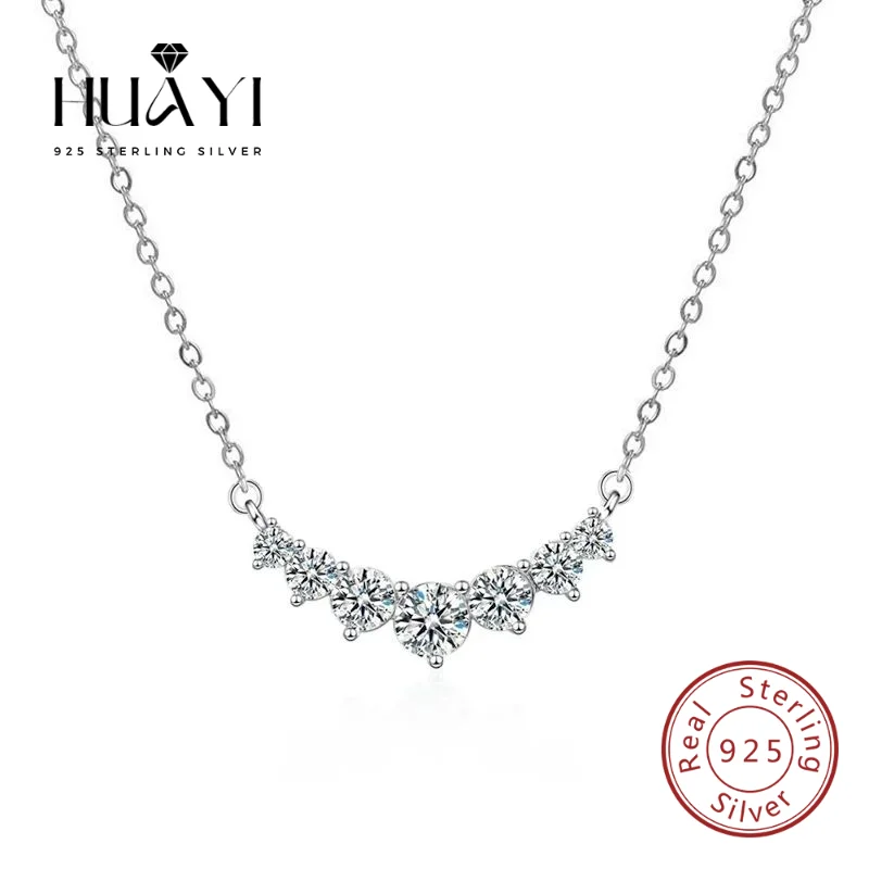 

925 sterling silver plated 18k gold smile necklace zircon pendant collarbone chain women jewelry