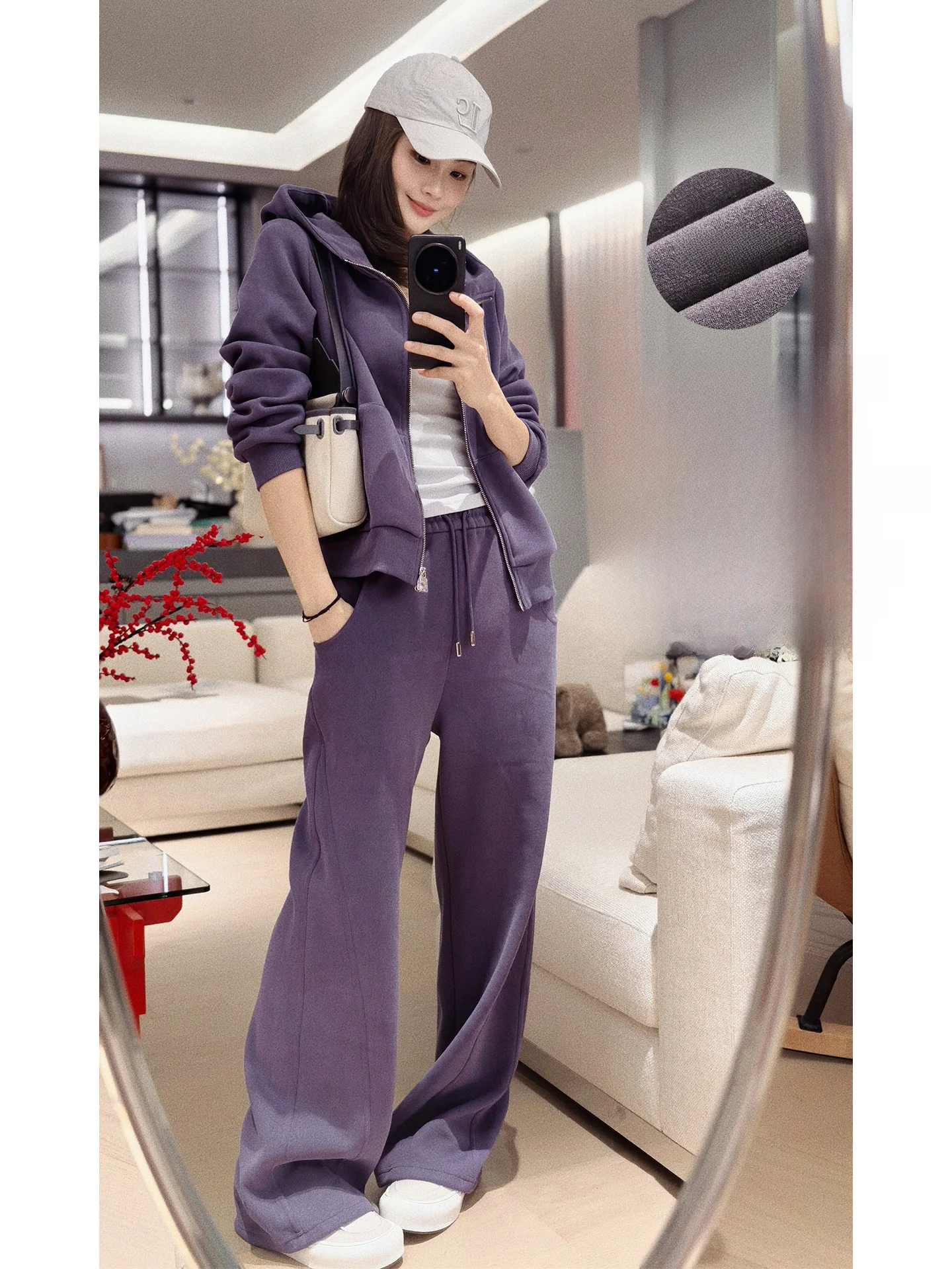 

Комплект Meiyang: толстовка с капюшоном и карманом-кенгуру, повседневный, теплый, дышащий, на молнии, из смесового хлопка, для весны и осени, женская одежда