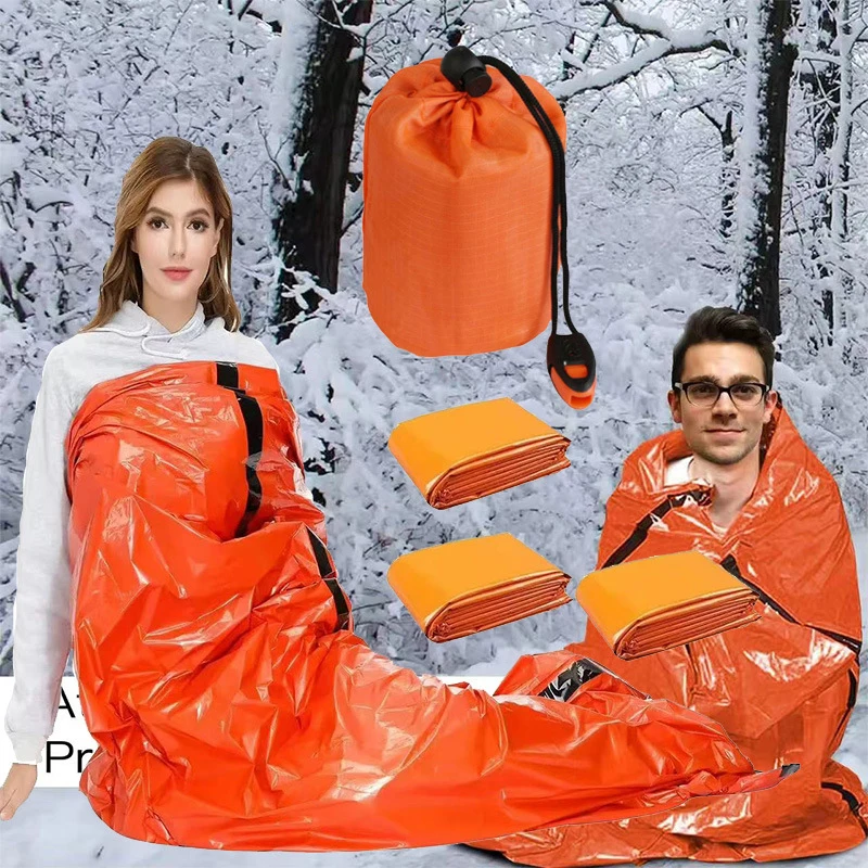 New  New Outdoor Emergency Survival Sleeping Bag Thermal Blanket Mylar Waterproof Reusable Sack Portable Hiking Emergency Gear