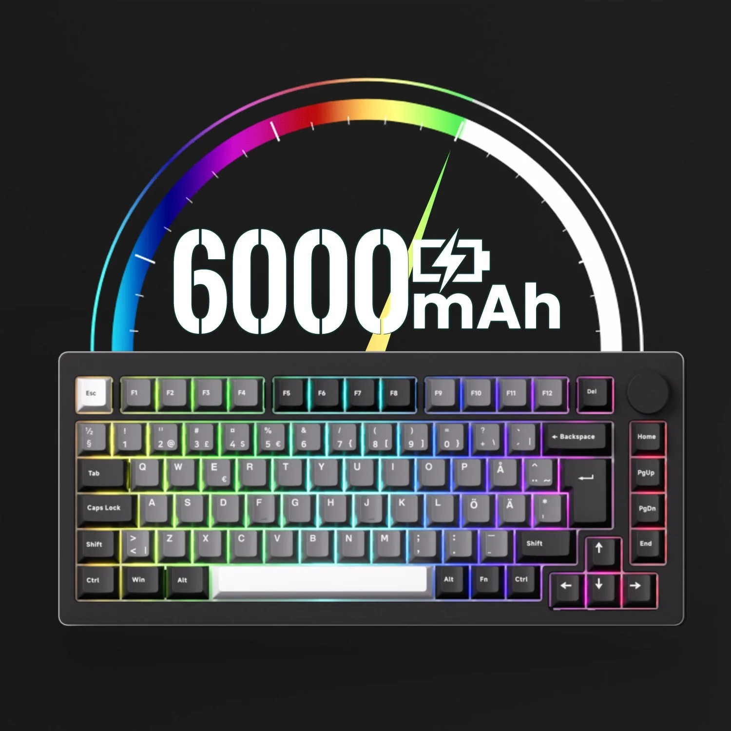 Imagem -02 - Akko Monsgeek M1w v3 Preto Prata Multi-modo 75 Teclado Mecânico Iso uk de Layout Nórdico Caixa de Alumínio Junta Hot Swap Rgb