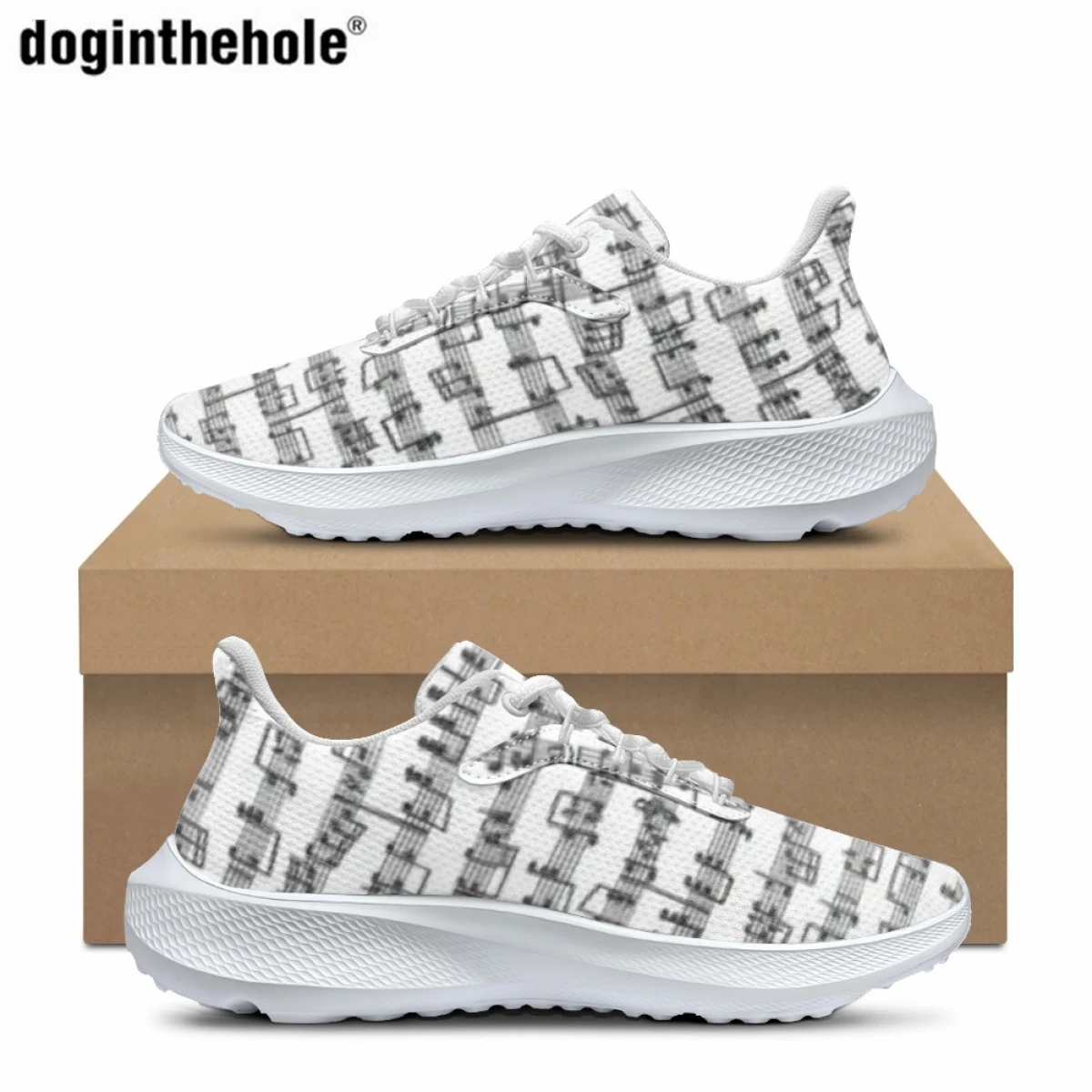 

Doginthehole Fashion Art Musical Notation Printed Sneakers for Women Classic Lace Up Running Shoes Outdoor Sports Training Shoes