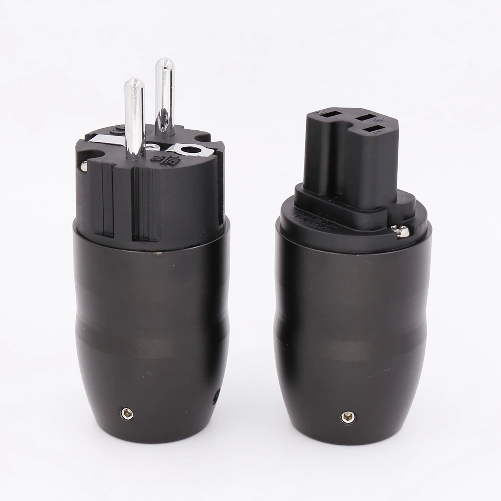 Cặp Hi Cấp Đen Nhôm Bạc Vàng Mạ Rhodium Hifi IEC Nữ Cổng Kết Nối EU Schuko Cắm Điện Cho DIY hifi Cáp Nguồn