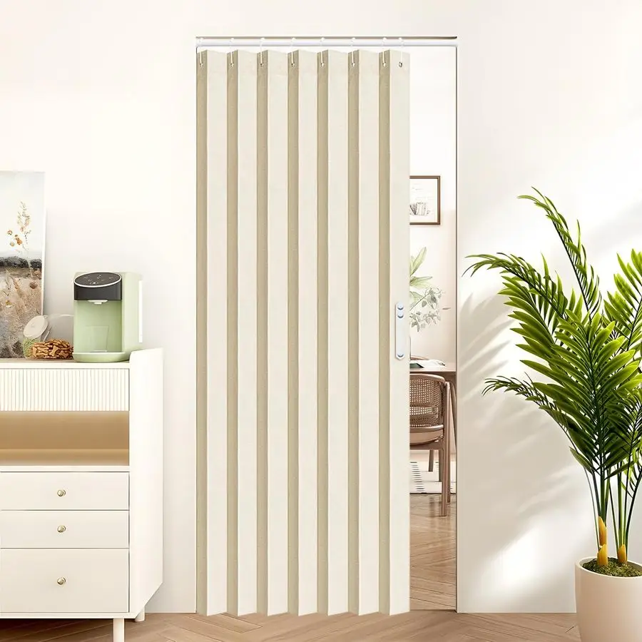 

Closet Curtain for Open Closet, Folding Accordion Door Curtains for Closets Without Door, Privacy Curtain for Doorway, 1 Panel w