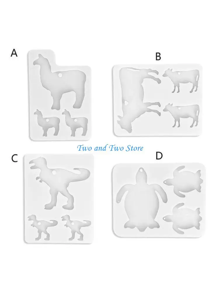 HX6F Alpaca Family Animal KeychainTortoise Cow Dinosaur Resin Silicone Mold Art Craft