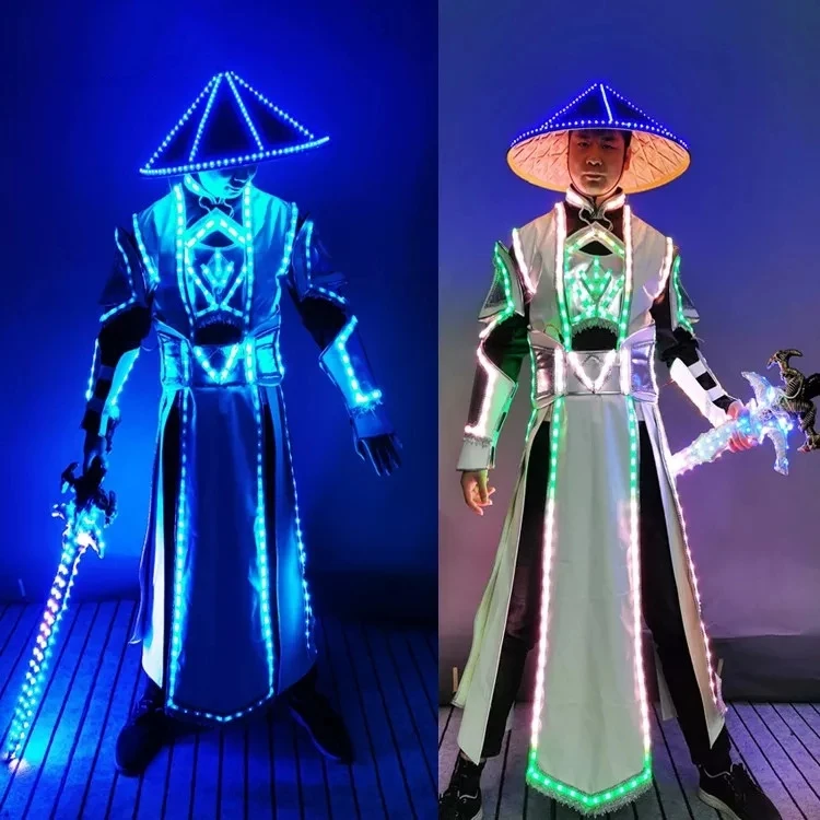 LED Costume Luxury nightclub stage show Fashion KTV Bar Wine Luminous Clothing Knight LED  Performance Glowing Show Clothes