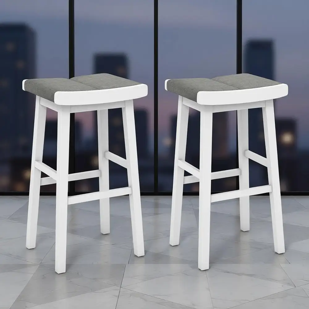 

Набор из 2 барных стульев высотой 31,5 дюйма с резиновым деревянным каркасом, губчатыми подушками, подставкой для ног, обитые тканью, для барной стойки.