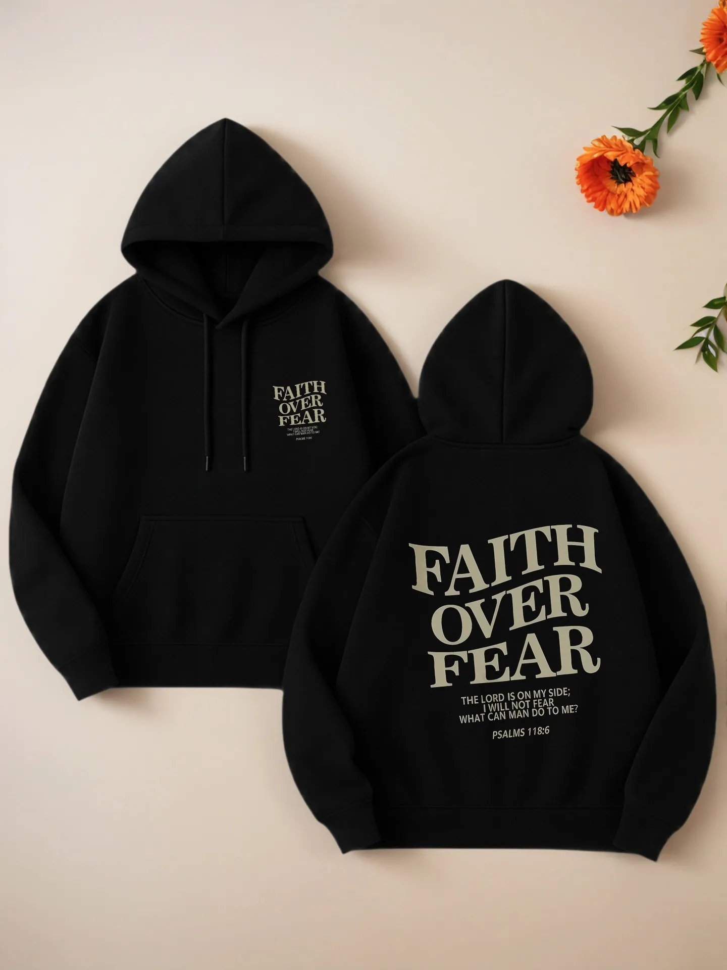 

Женская толстовка с рисунком, буквенный принт Faith Over Fear, повседневная эстетика, мягкая ткань, повседневная повседневная одежда, для подростков