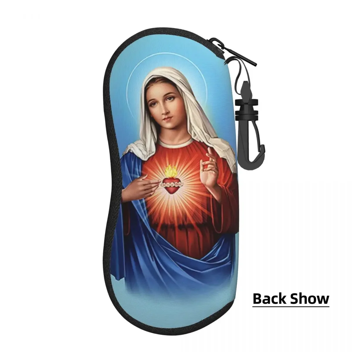 Custom Holy Heart Of Mary Eyeglass Glasses Case Men Women Soft Christianity Virgin  Sunglasses Protective Pouch