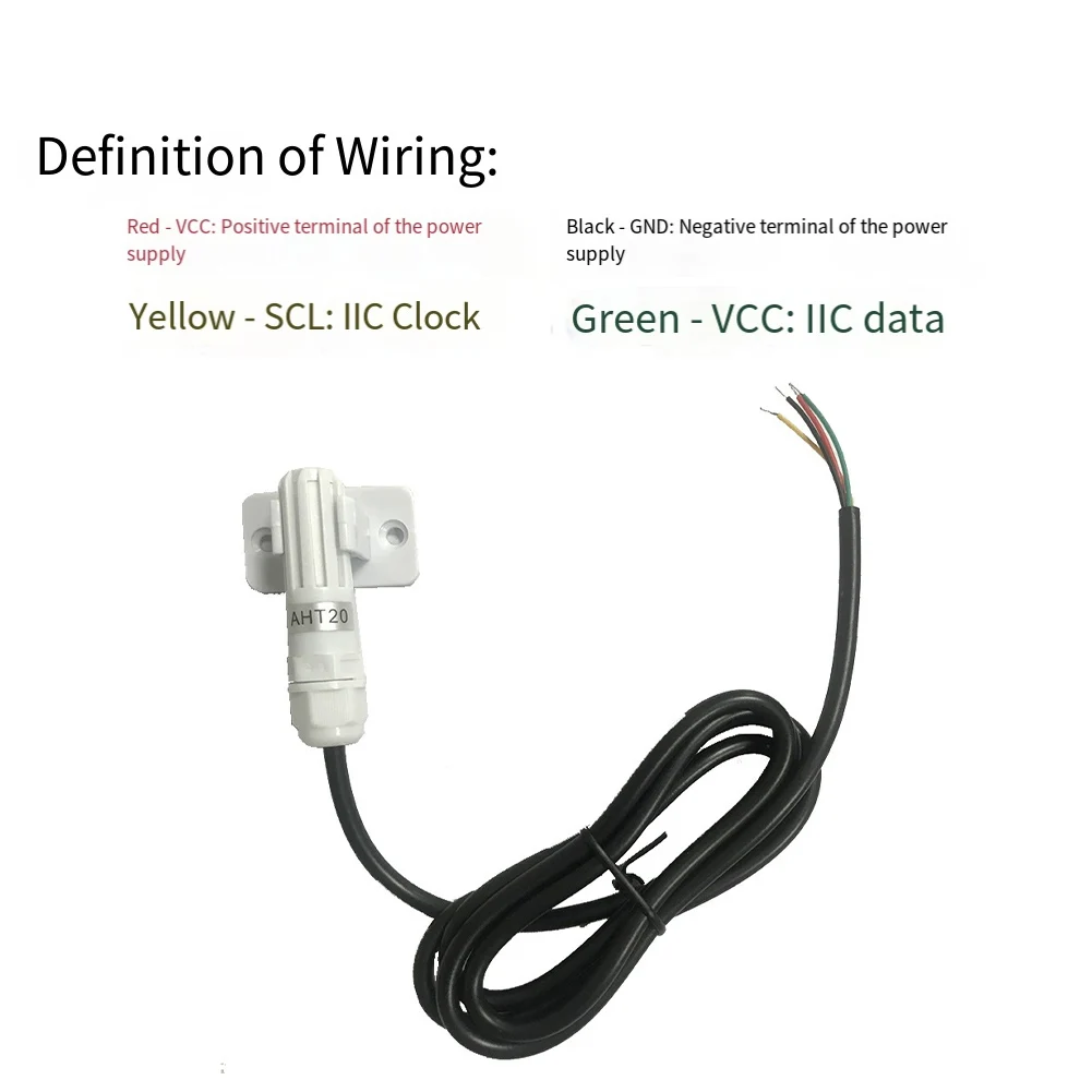 1pc AHT30 Modulo sensore di temperatura e umidità Sonda I2C con filo per strumenti di monitoraggio della misurazione dell'umidità della temperatura