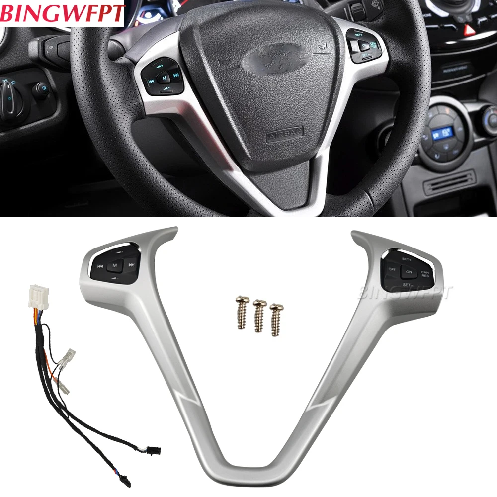 

Auto Steering Wheel Audio Control Button Switch For Ford Fiesta MK7 MK8 Ecosport 2013 Blue Backlight