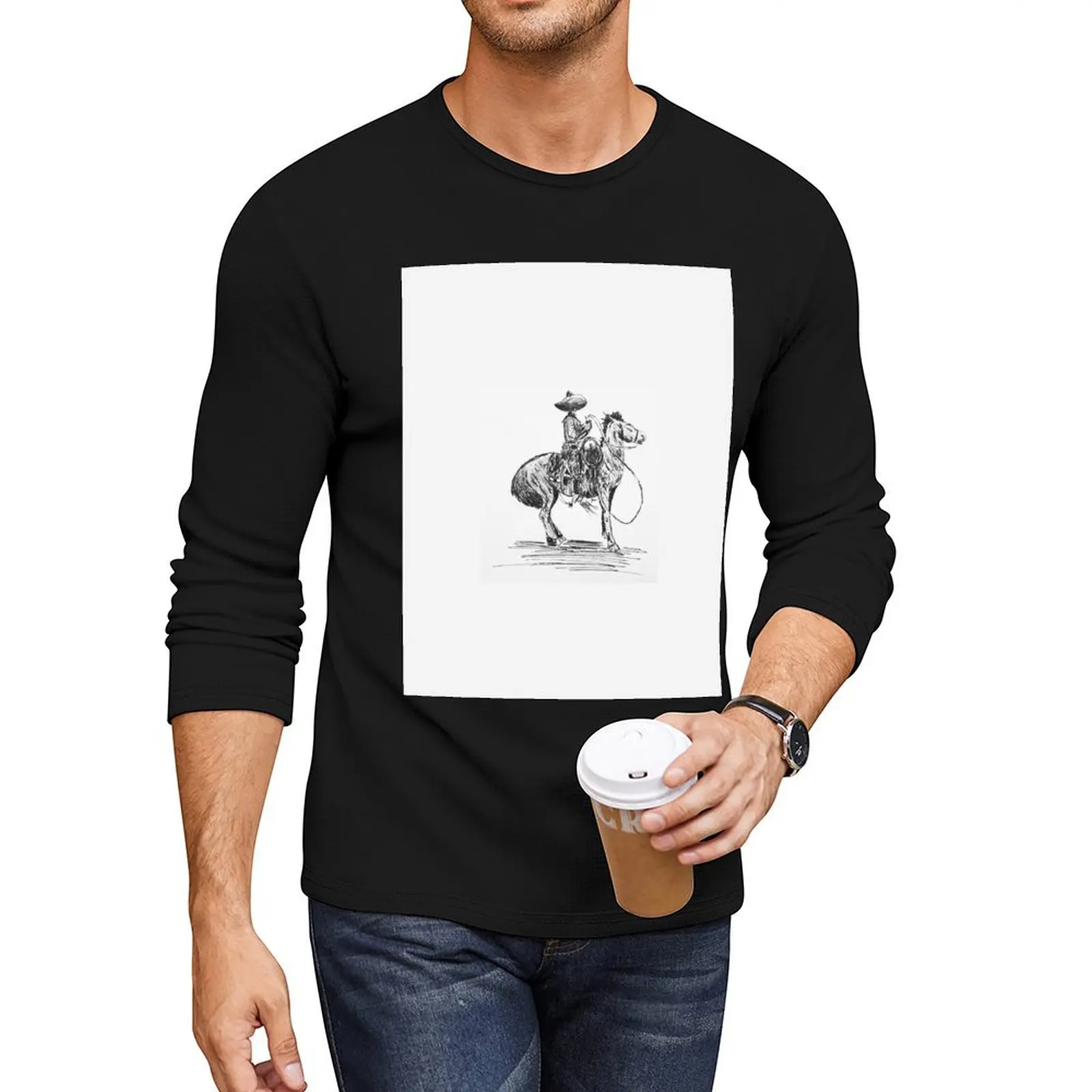 

There Are Some Eyes Cowboy Long T-Shirt customized t shirts quick drying t-shirt t-shirts man Men's cotton t-shirt