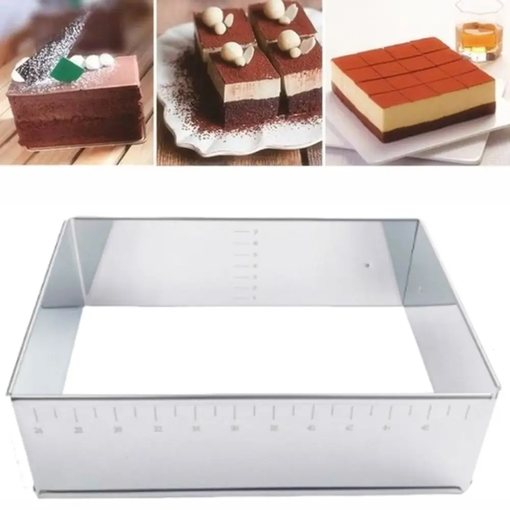 Rectangular Adjustable Cake Mold Rust-proof Non-stick Stainless Steel Baking Mould Reusable No Odor Mousse Cake Ring Cake Shop