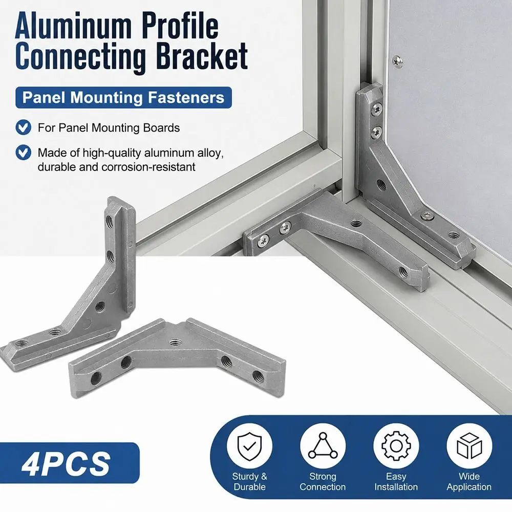 1/4Pcs 2020 3030 4040 Angle Slot Connector Sandblasting Surface Die Cast Aluminum Corner Code Bracket L Bracket Fixing Hardware