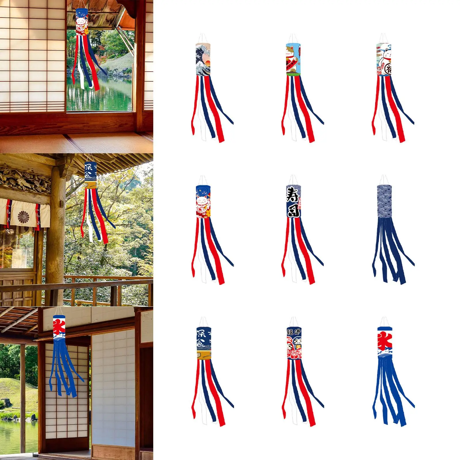Carp Japanese Wind Pipe Flag Koinobori Ornament Hanging Decorations for Sushi Bar Restaurant Garden Festival Yard Devices
