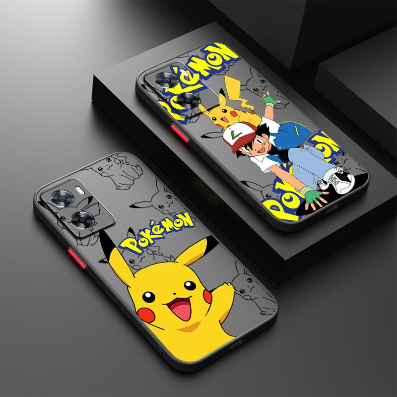 Pokemon Pikachu Cartoon Cute Frosted Translucent For OPPO X5 X3 A54S A5 A94 A16 A53S A57 A74 A72 A96 A98 A78 5G TPU Phone Case