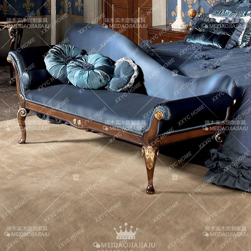 light luxury solid wood carving flower concubine chair living room balcony velvet concubine chair lazy beauty couch