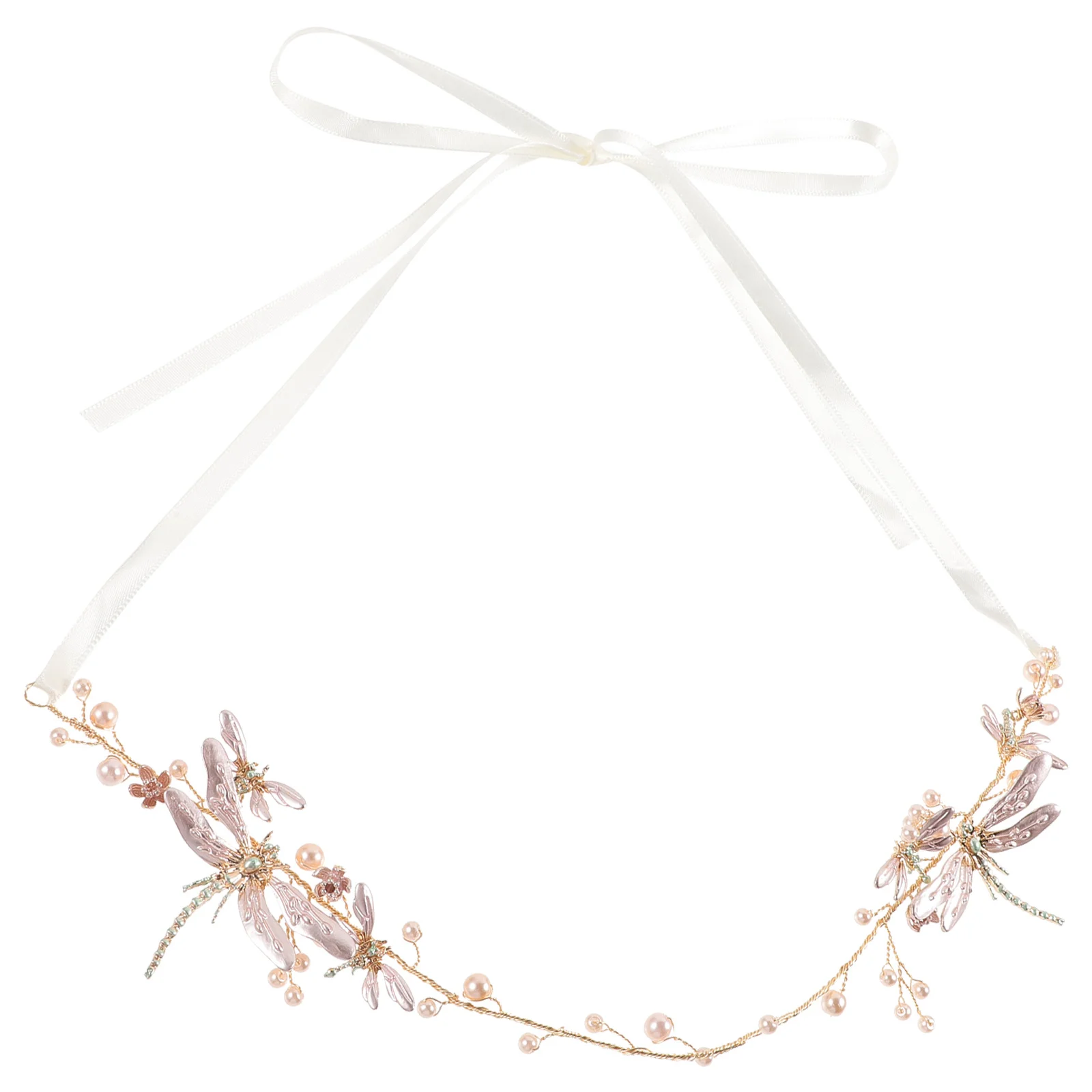 

Pearl Hair Band Dragonfly Metal Head Chain For Women Bridal Wedding Party Cosplay Decoration Bridal Headpiece Shiny