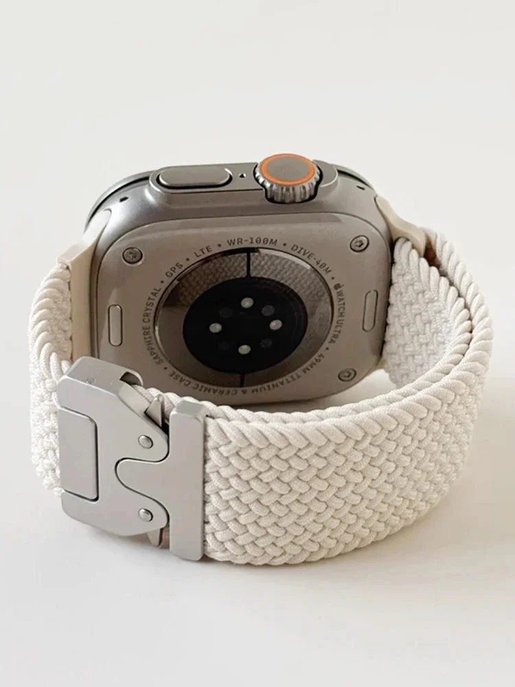 حلقة منفردة مضفرة لساعة أبل 10 باند 46 ملم 42 ملم 41 ملم 45 ملم 44 ملم 38 40 ملم Ultra 2 49 ملم Correa iwatch Serie 9 8 7 SE 4 5 6 حزام