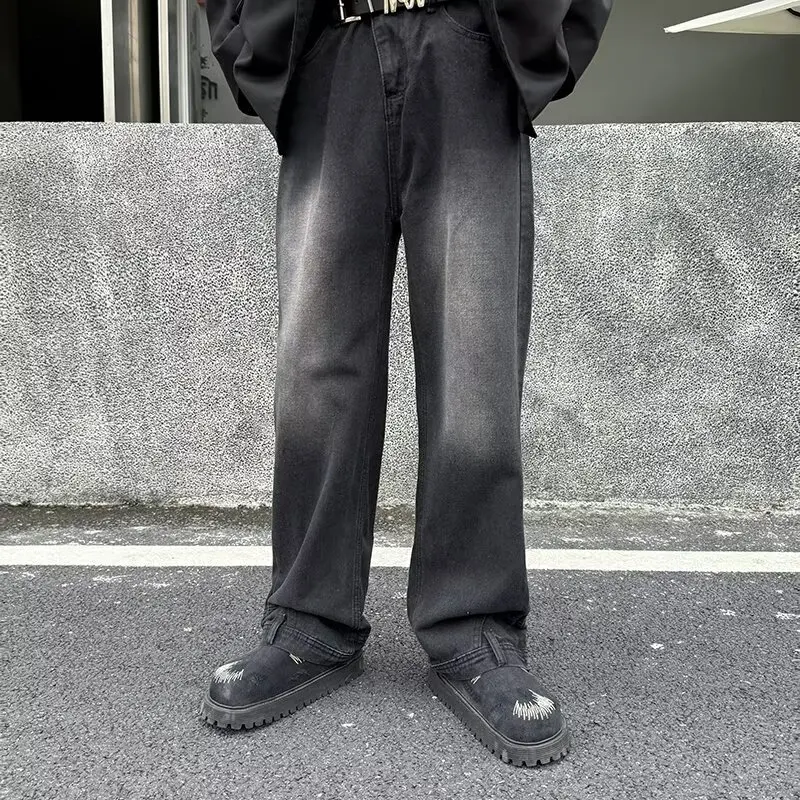 

Men's Casual Straight Leg Jeans Large Size Autumn Winter Waed Loose Simple Drapey INS Comfortable Long Pants Bla Blue