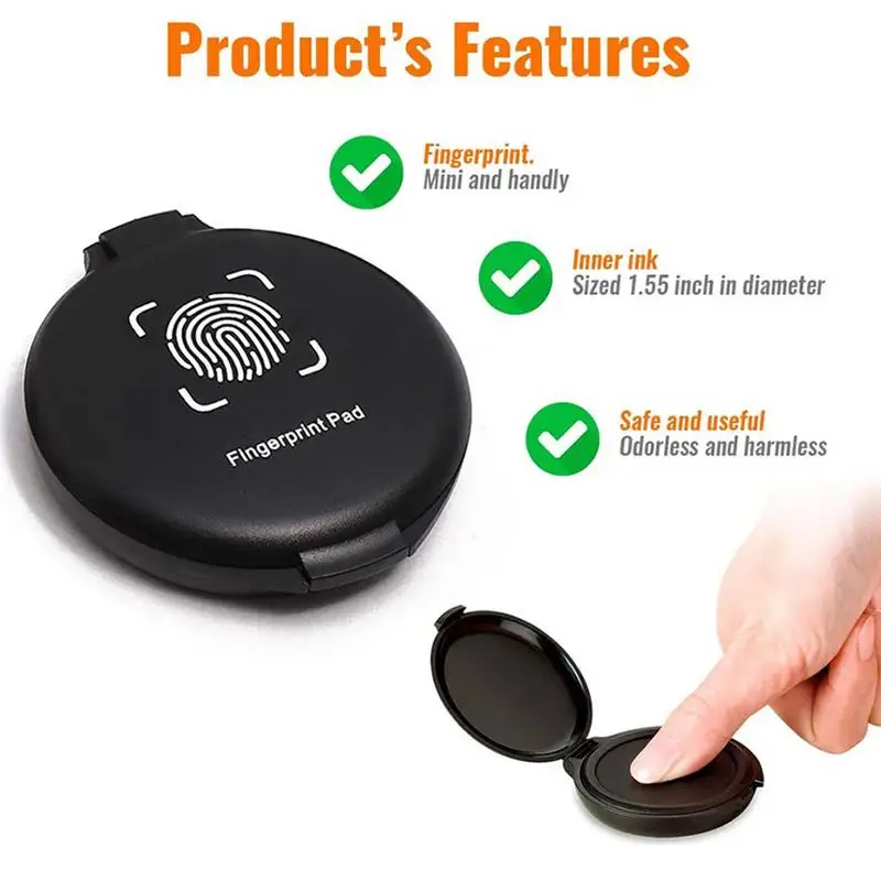 Fingerprint Seal Portable Stamp Ink Pad for Notary Supplies Identification Security ID Pad School Definition Fingerprint