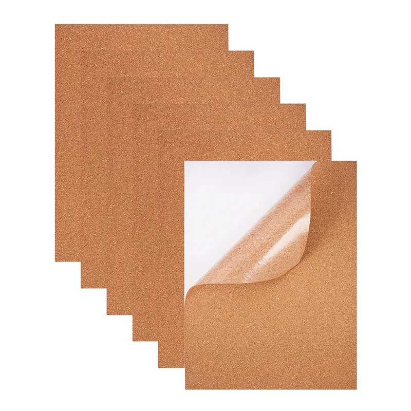 100Pcs 1mm 2mm Thick Self Adhesive Natural Cork Backing Sheets Wall Decor DIY Craft Projects Tabletop Coasters Supplies