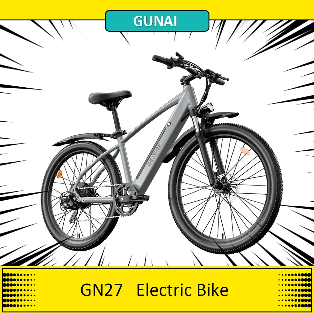 GUNAI GN27 Electric Bike, 750W Powerful Motor 48V 10.4Ah Battery Torque Sensor 27.5-inch Tires, 35km/h Max Speed, 70km Max Range