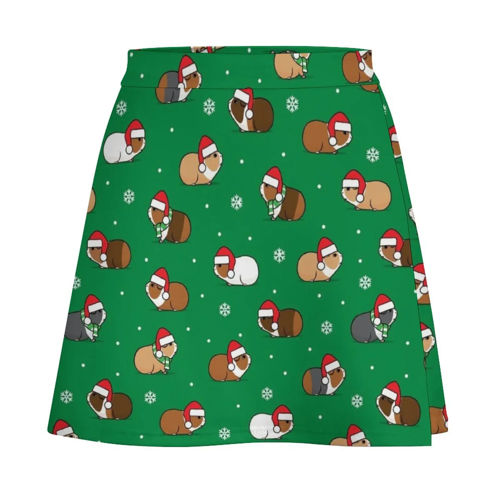 Christmas Guinea pigs - green Mini Skirt skorts for women kawaii skirt japanese style Skirt shorts