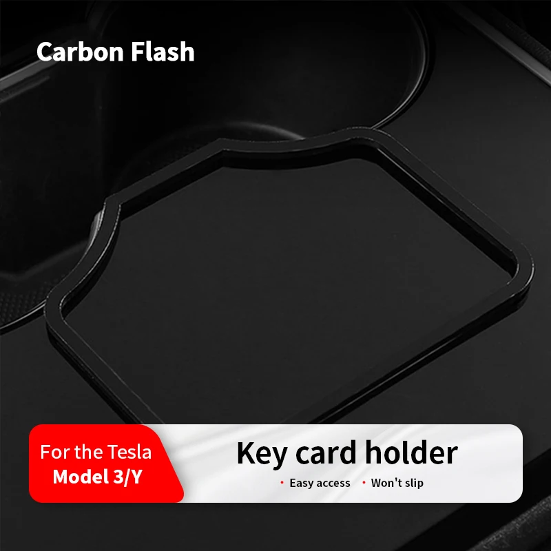 Carbon Flash Car Key Position Engine Start Card Holder Fixer Limiting Sticker For Tesla Model 3 Y Interior Car Decoration