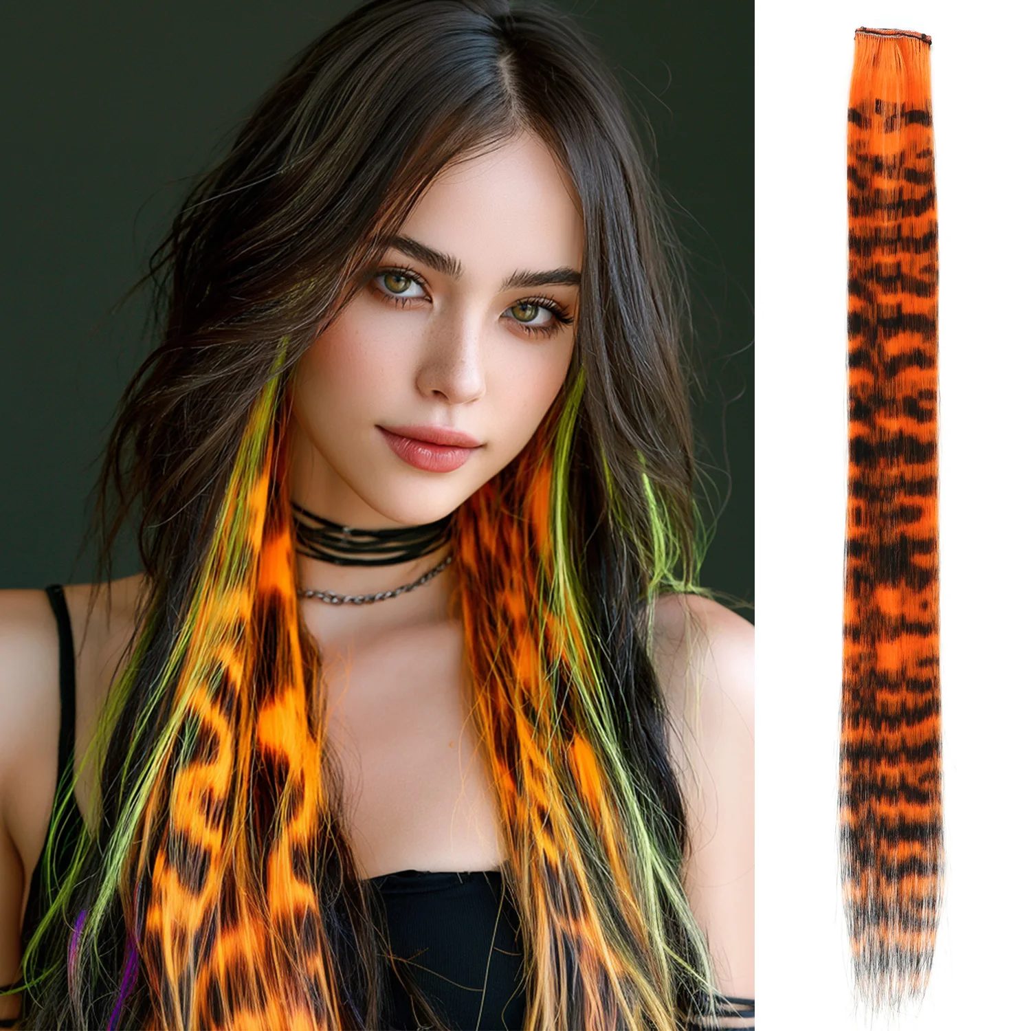 Synthetic Clip in Feather Hair Extensions 18inch 22inch Colorful Clip in Hair Halloween Christmas Party Use for Women Girls
