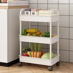 Trolley Organizer Auxiliary Rolling Cart With Wheels Furniture Cabinet Storage Rack Bedroom Bookshelf Kitchen Vegetable Basket