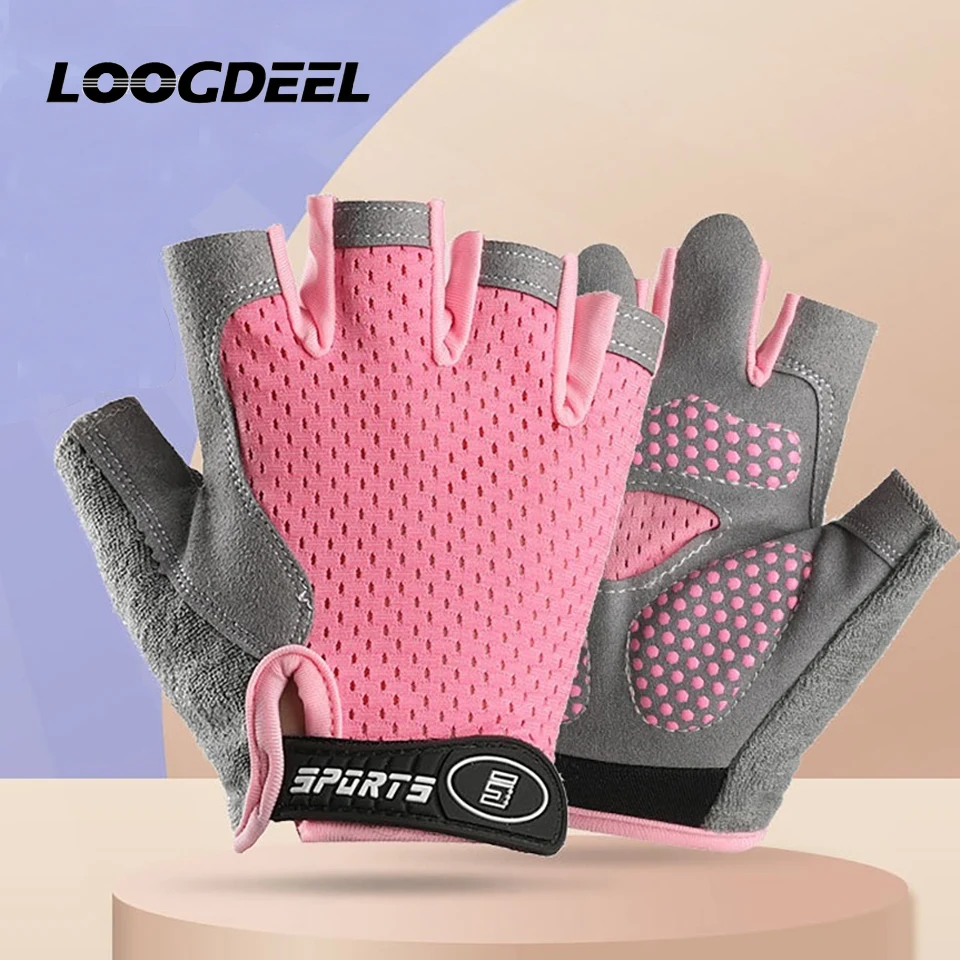 AliExpress loogdeel LOODEEL Children's Gloves Half-finger Anti-slip Fitness Hand Protection Thin Balancing Pink Blue Gray Riding Sports For Boy Girl