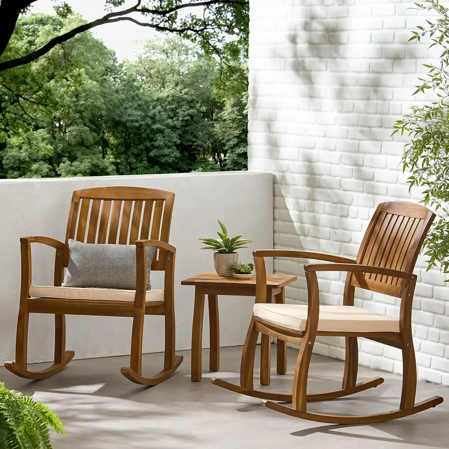 

Selma Acacia Rocking Chairs with Cushions, 2-Pcs Set, Teak Finish