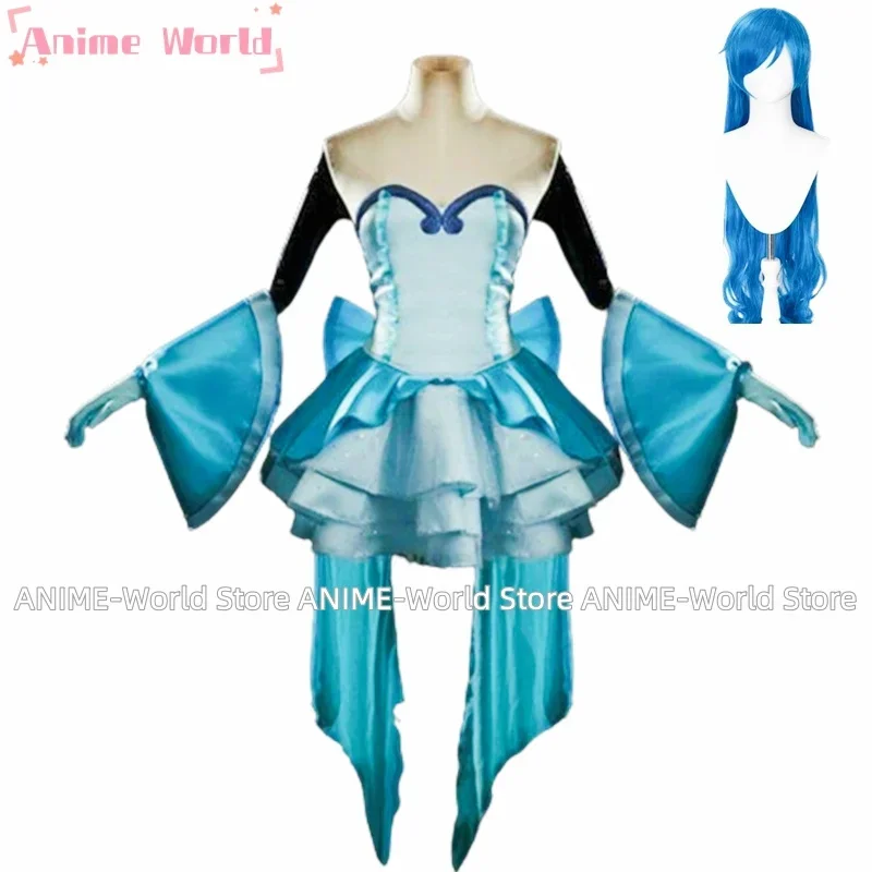 《Custom size》Mermaid Melody Pichi Pichi Pitch Hanon Hosho Cosplay Costume Dress Custom Wig