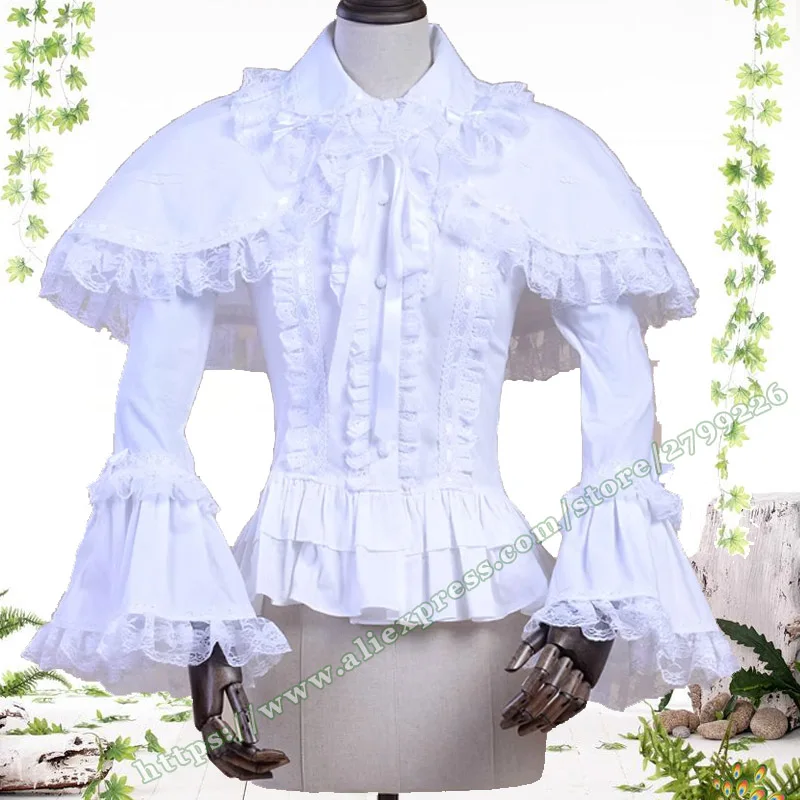 

2024 Female Clothes Slim Gothic Japanese lolita lace cape top Princess Flare Long Sleeve Women's Top Shirt for Womens