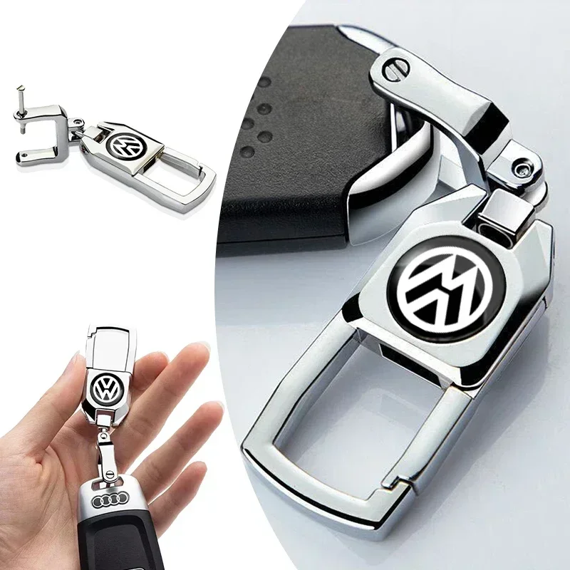 Car Metal Keychain 3D Emblem Key Ring Accessories For VW RLine Golf Tiguan Transporter Passat T5 Polo Touran Scirocco Arteon GTI