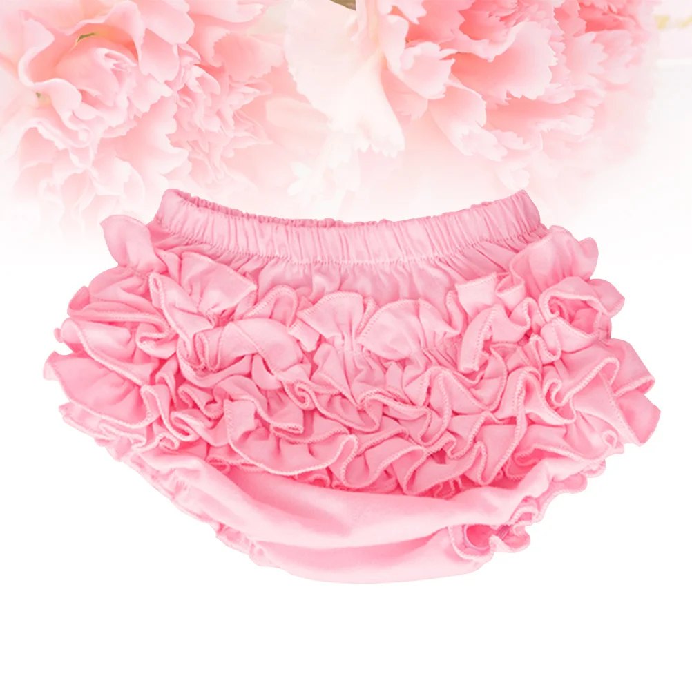 

Cute Baby Girl Pure Cotton Panties Diaper Cover with Ruffle and Lace Stylish Bloomers for Special Occasions S Pink