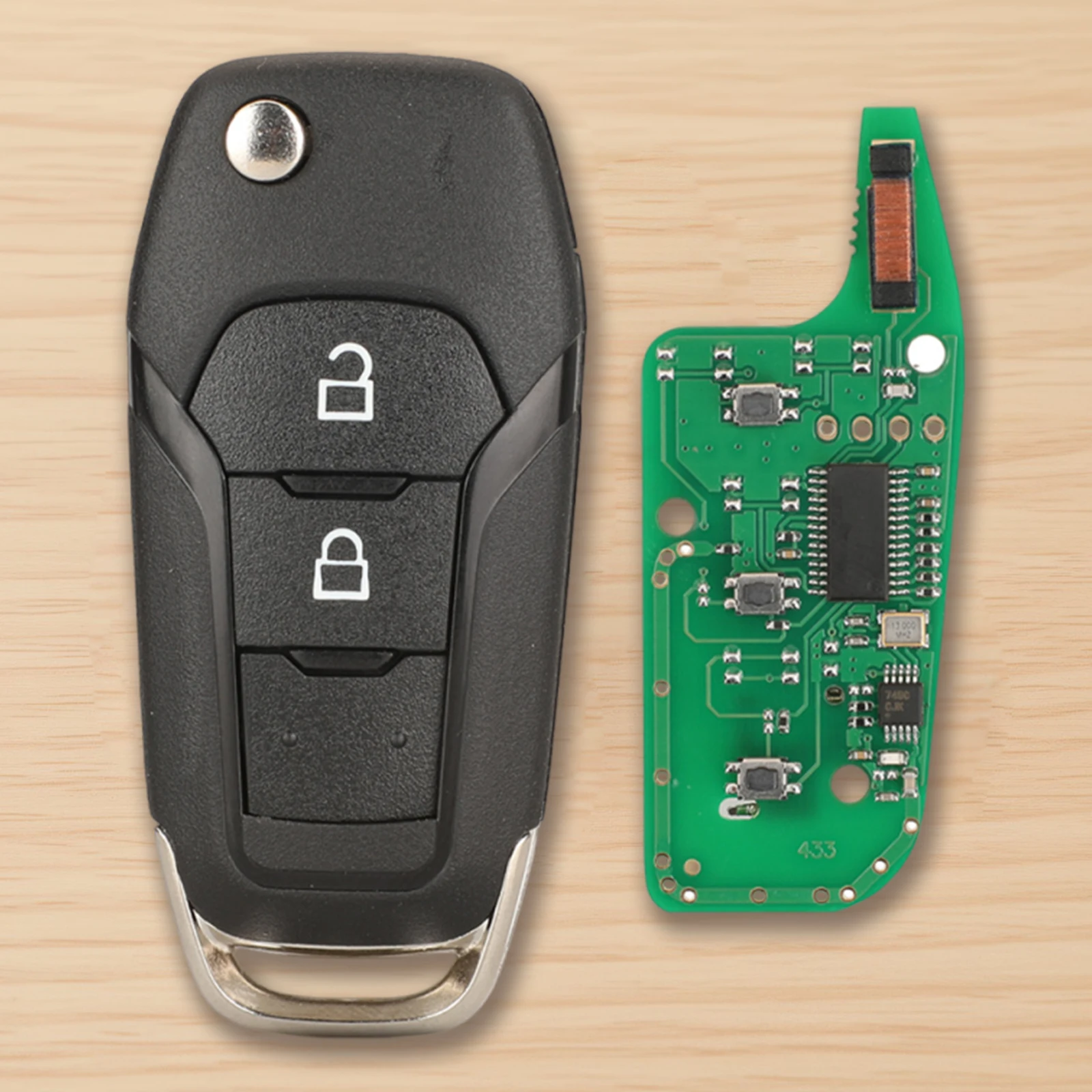 

2/3 Buttons 433MHz 49 Chip Keyless Entry Remote Flip Key Fob Replacement Compatible for Ford Mondeo Escort Accessories