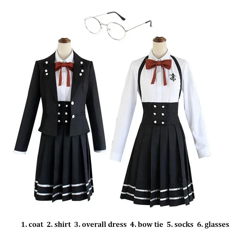 

Danganronpa V3 Shirogane Tsumugi Косплей Костюм Парик Очки Женщины JK Униформа Игра Аниме Костюмы для Хэллоуина см; 5