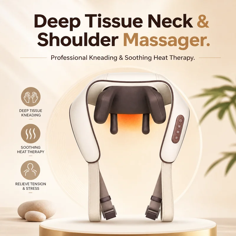 New Trending Massage Product Car and Home Electric Kneading Shiatsu Back Neck Shoulder Massager Hot Compress Vibration Massager