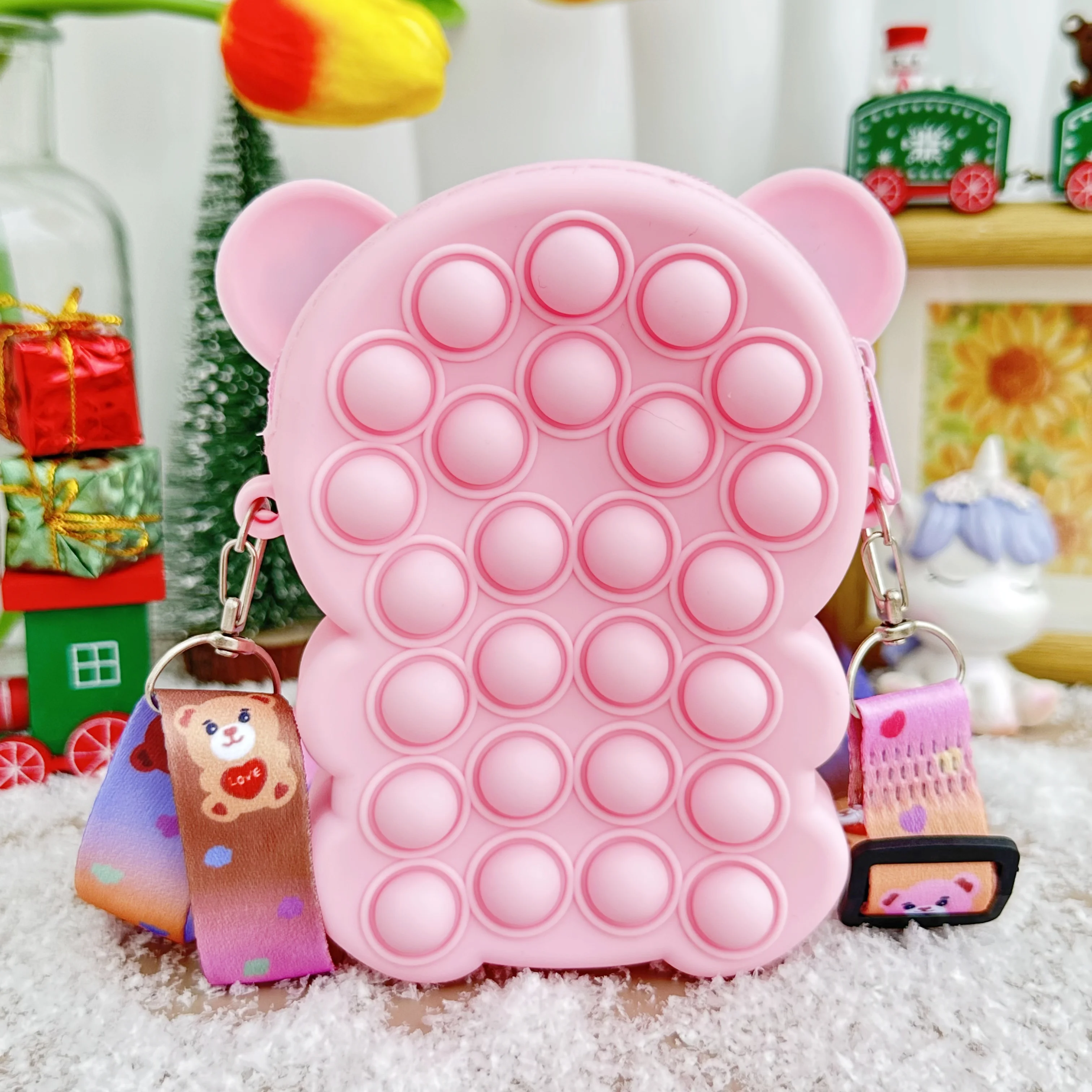 Kids Silicone Bag Cartoon Cute Crossbody Bubble Coin Purse