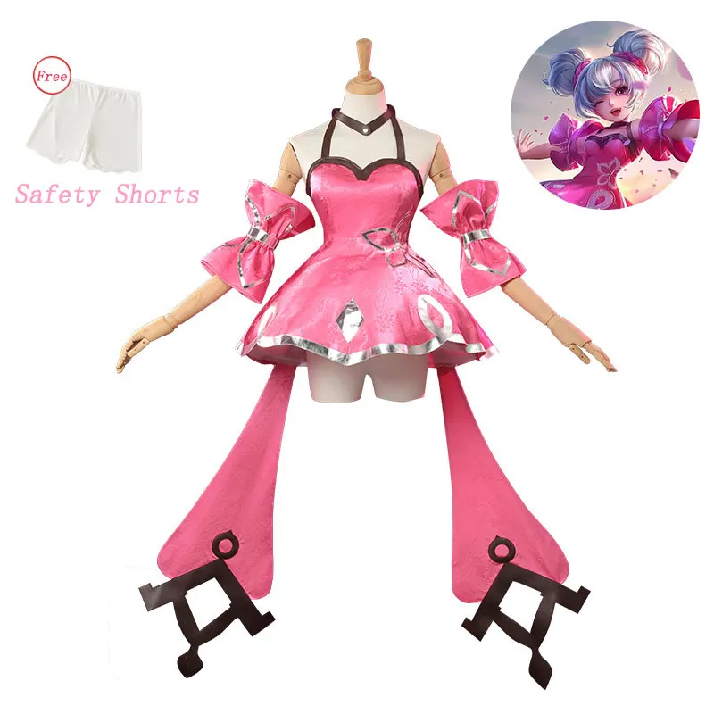 Honor of Kings Xiao Qiao Cosplay Women Pink Dress Outfit Full Set Halloween Carnival Party Role Play Costume