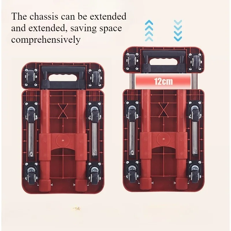 عربة قابلة للطي، شاحنة سحب محمولة قابلة للطي، عربة تسوق مسطحة للأمتعة المتحركة #3