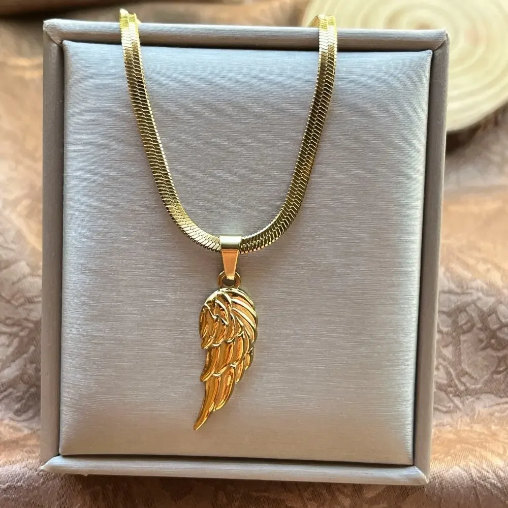 Stainless Steel Silver Gold Color Heavenly Angel Wings Pendant Blade Chain Necklaces for Women Girl Fashion Jewelry Dropship